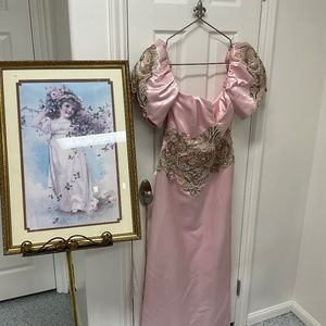 Vintage Satin Beaded Gown